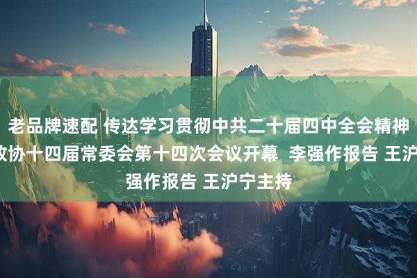 老品牌速配 传达学习贯彻中共二十届四中全会精神  全国政协十四届常委会第十四次会议开幕  李强作报告 王沪宁主持